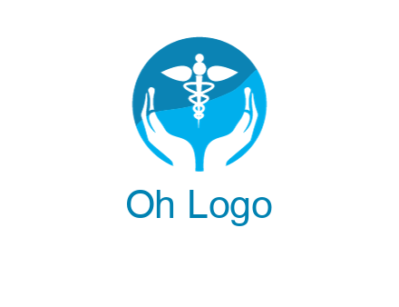 caduceus with negative spacing hands in circle 