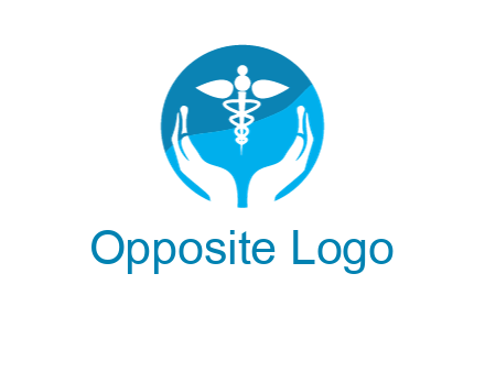 caduceus with negative spacing hands in circle 