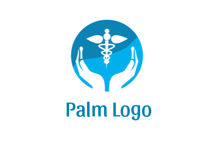caduceus with negative spacing hands in circle 