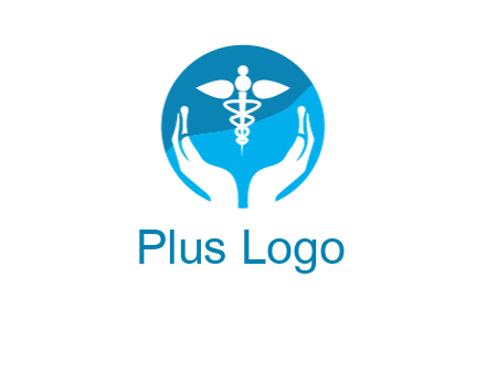 caduceus with negative spacing hands in circle 