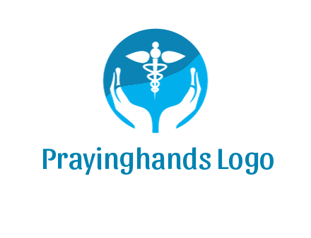 caduceus with negative spacing hands in circle 