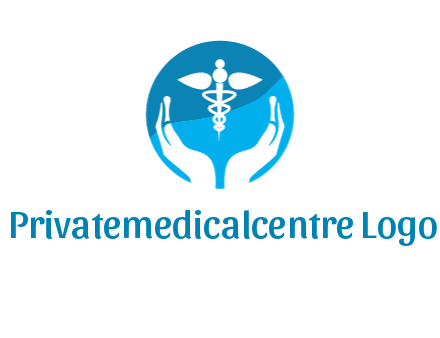 caduceus with negative spacing hands in circle 
