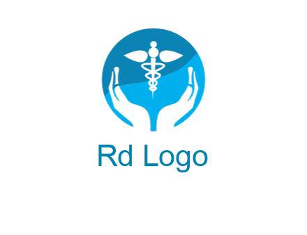 caduceus with negative spacing hands in circle 