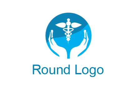 caduceus with negative spacing hands in circle 