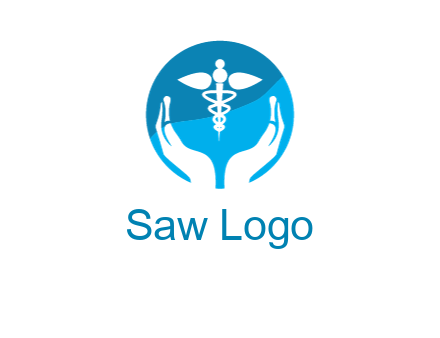 caduceus with negative spacing hands in circle 