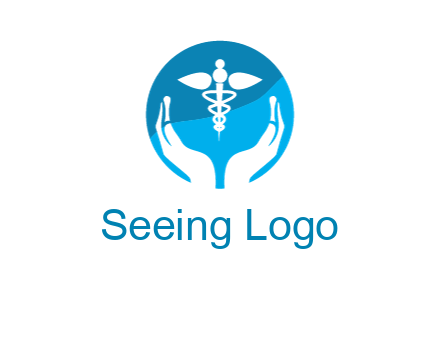 caduceus with negative spacing hands in circle 