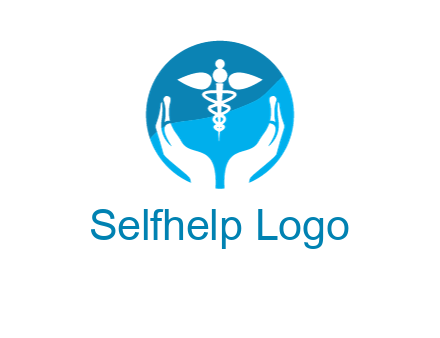 caduceus with negative spacing hands in circle 
