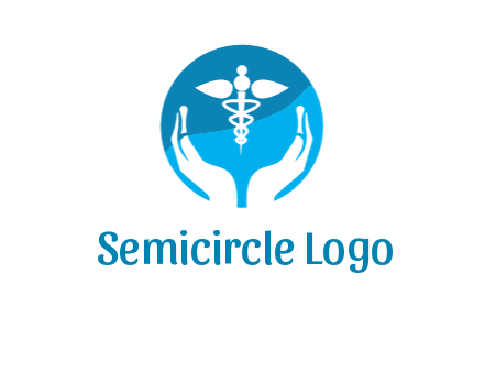 caduceus with negative spacing hands in circle 