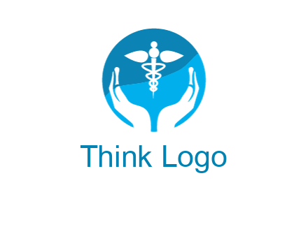 caduceus with negative spacing hands in circle 