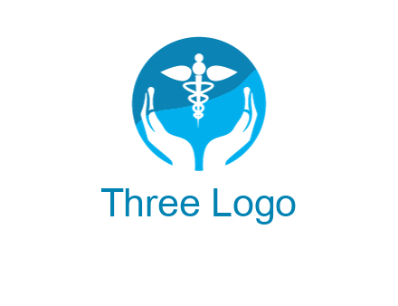 caduceus with negative spacing hands in circle 