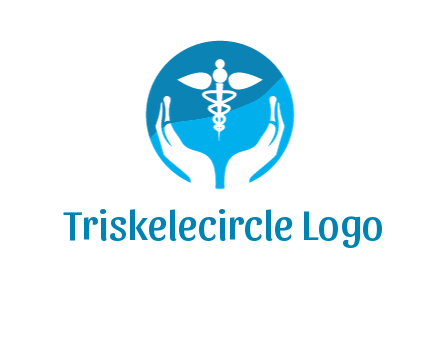 caduceus with negative spacing hands in circle 