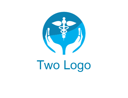 caduceus with negative spacing hands in circle 