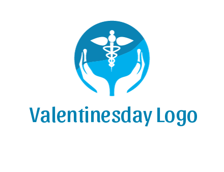 caduceus with negative spacing hands in circle 