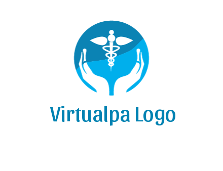 caduceus with negative spacing hands in circle 