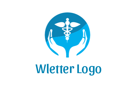 caduceus with negative spacing hands in circle 
