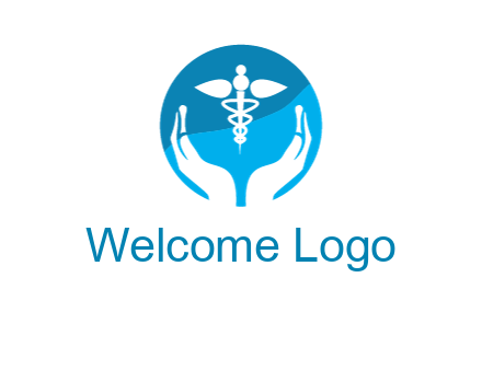 caduceus with negative spacing hands in circle 
