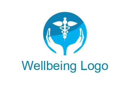 caduceus with negative spacing hands in circle 