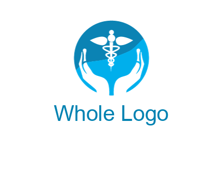caduceus with negative spacing hands in circle 