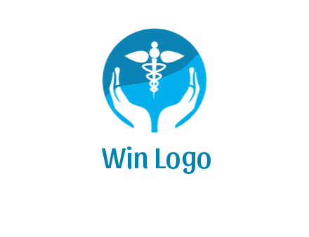 caduceus with negative spacing hands in circle 