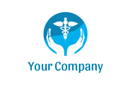 caduceus with negative spacing hands in circle 