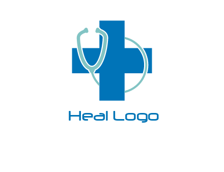 stethoscope around first aid sign
