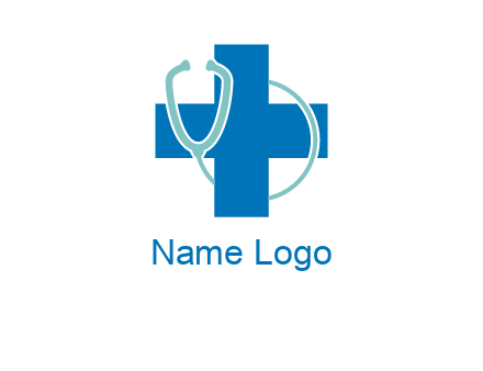 stethoscope around first aid sign