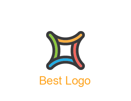 line art colorful curved square