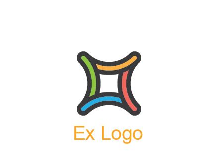 line art colorful curved square