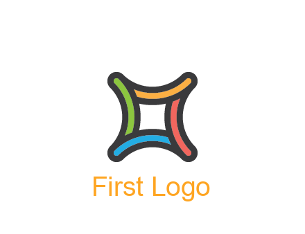 line art colorful curved square