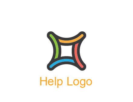 line art colorful curved square