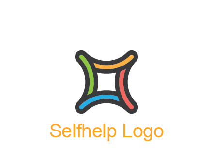 line art colorful curved square