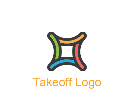 line art colorful curved square
