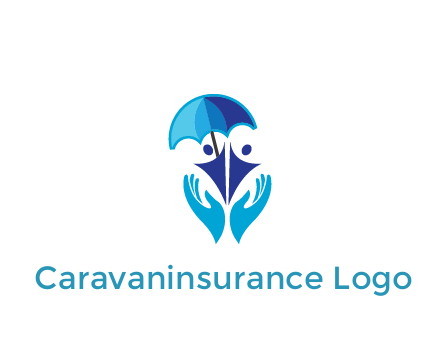 people icons with umbrella in hands