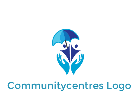 people icons with umbrella in hands