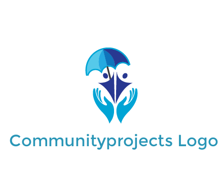 people icons with umbrella in hands