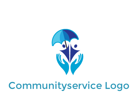 people icons with umbrella in hands