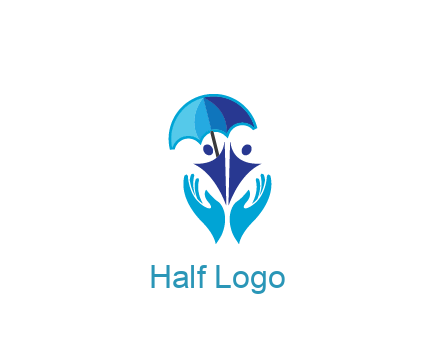 people icons with umbrella in hands