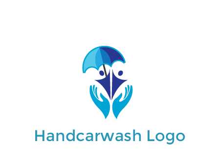 people icons with umbrella in hands