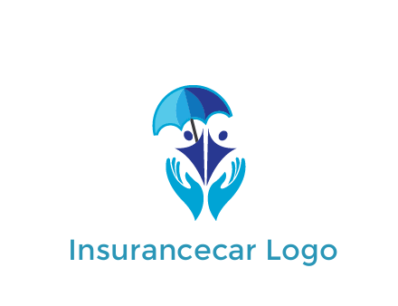 people icons with umbrella in hands