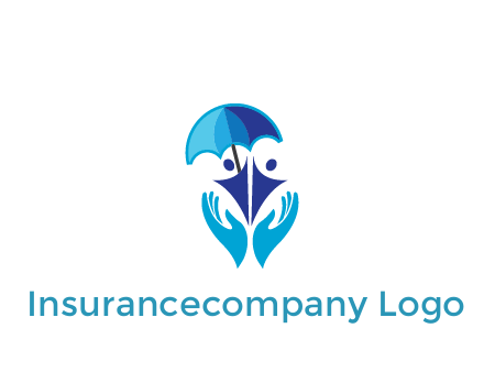 people icons with umbrella in hands