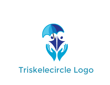people icons with umbrella in hands