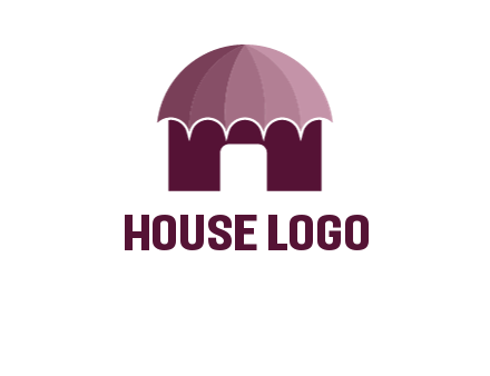 umbrella forming awning on house