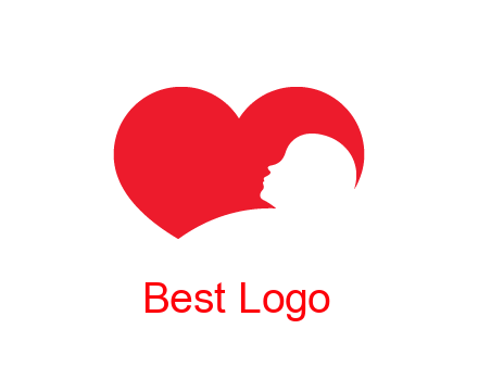 negative spacing child head in heart