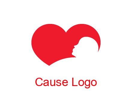 negative spacing child head in heart