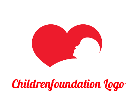 negative spacing child head in heart