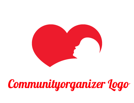 negative spacing child head in heart