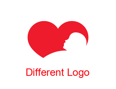 negative spacing child head in heart