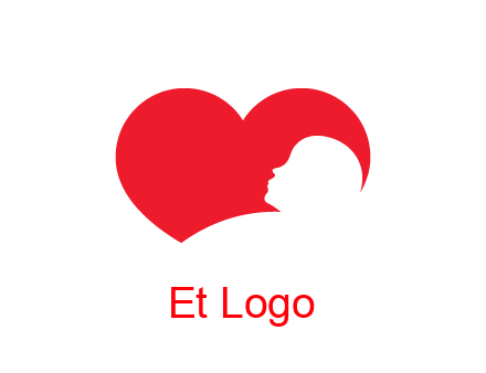 negative spacing child head in heart