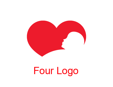negative spacing child head in heart