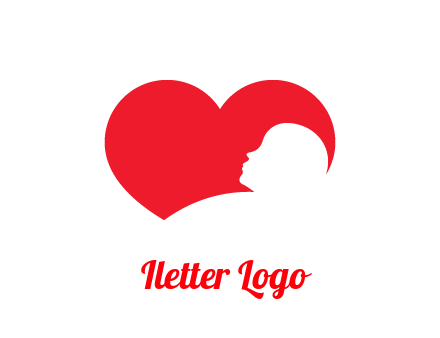 negative spacing child head in heart